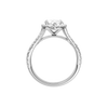 A profile view of the Marquise cut diamond engagement ring in 14k white gold with a prong band and solitaire setting