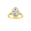 A front view of the Marquise cut diamond engagement ring in 14k yellow gold with a prong band and solitaire setting