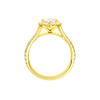 A profile view of the Marquise cut diamond engagement ring in 14k yellow gold with a prong band and solitaire setting