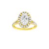 A front view of the Oval cut diamond engagement ring in 14k yellow gold with a prong band and solitaire setting