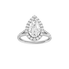 A front view of the Pear cut diamond engagement ring in platinum with a prong band and solitaire setting