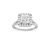 A front view of the Princess cut diamond engagement ring in platinum with a prong band and solitaire setting