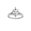 A front view of the Marquise cut diamond engagement ring in 14k white gold with a diamond channel band and split setting