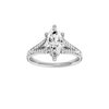 A front view of the Marquise cut diamond engagement ring in platinum with a diamond channel band and split setting