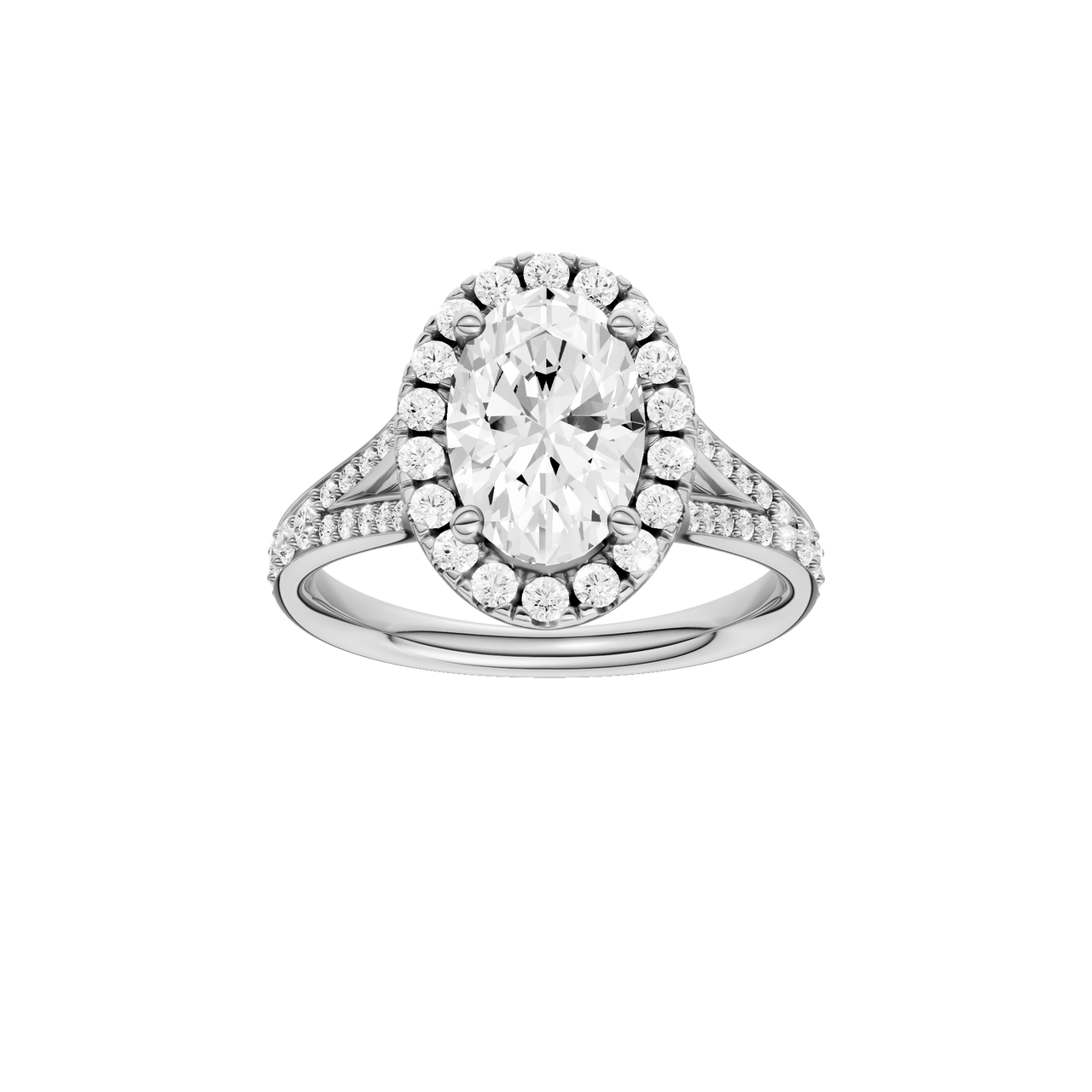 A front view of the Round cut diamond engagement ring in 14k white gold with a plain band and solitaire setting