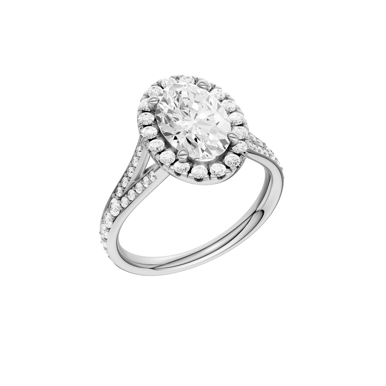 A three-quarter view of the Round cut diamond engagement ring in 14k white gold with a plain band and solitaire setting