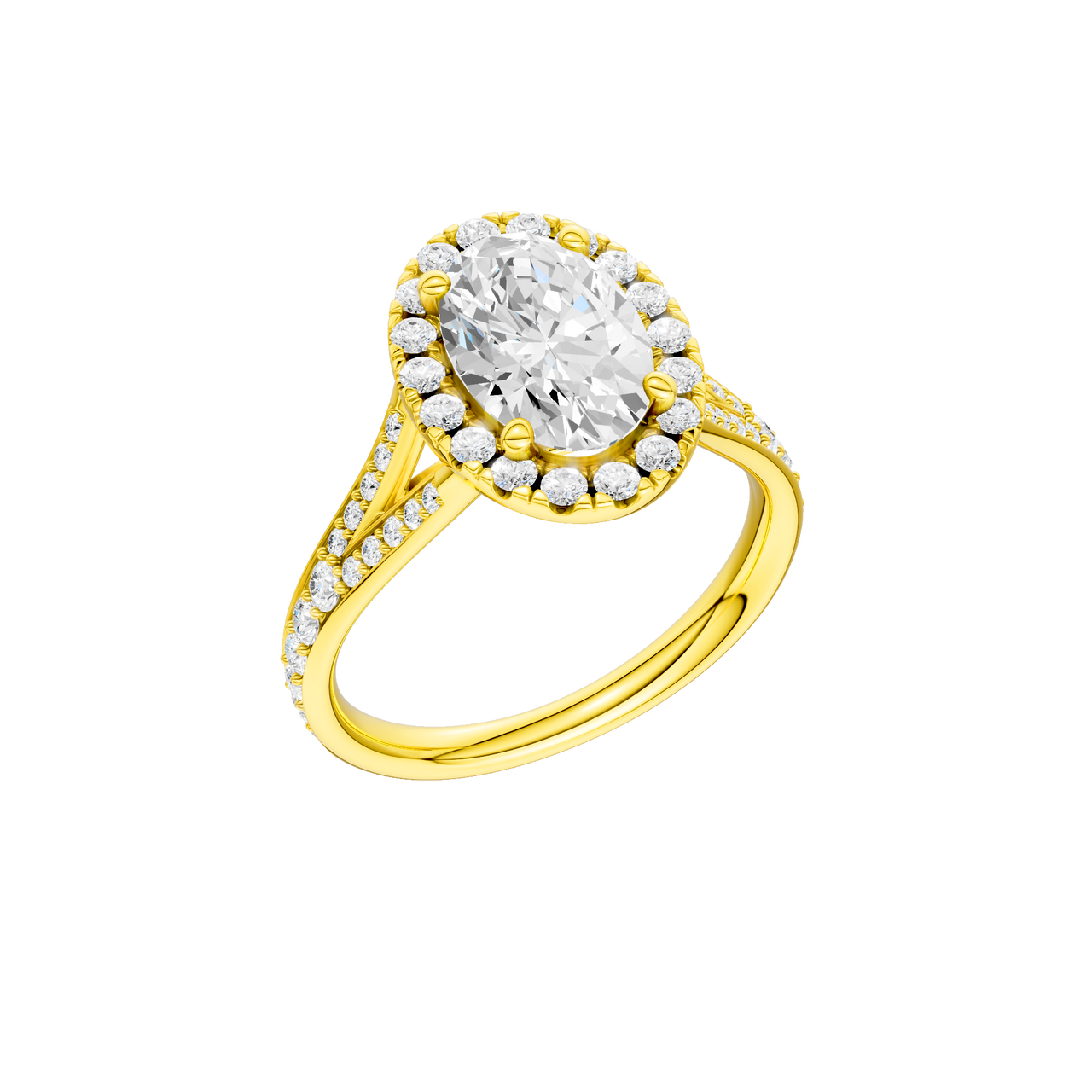 A three-quarter view of the Round cut diamond engagement ring in 14k yellow gold with a plain band and solitaire setting