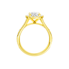A profile view of the Round cut diamond engagement ring in 14k yellow gold with a plain band and solitaire setting