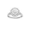 A front view of the Round cut diamond engagement ring in platinum with a diamond channel band and split setting
