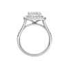A profile view of the Princess cut diamond engagement ring in 14k white gold with a channel band and cathedral setting