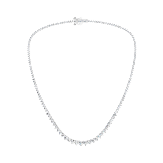A full view of the 14K white gold diamond tennis necklace (Daily Centerpoint), showcasing the graduating chain.
