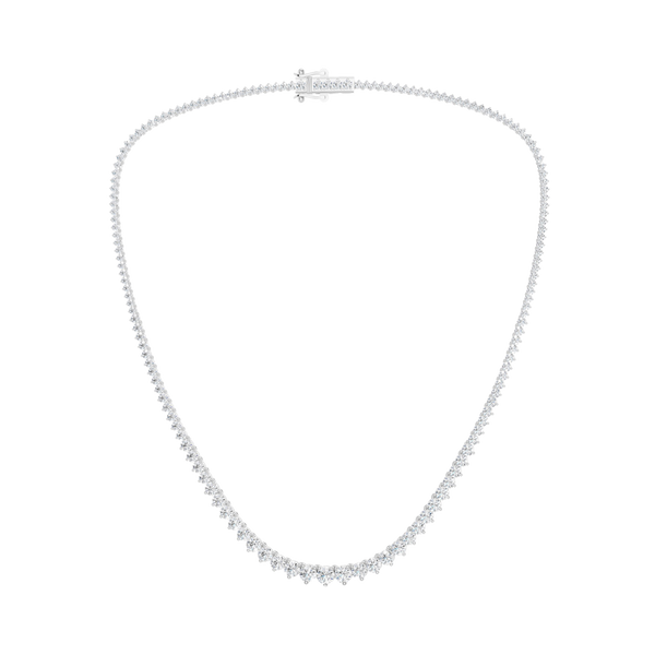 A full view of the 14K white gold diamond tennis necklace (Daily Centerpoint), showcasing the graduating chain.