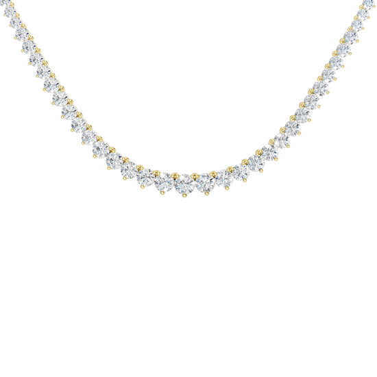 A close-up of the 14K yellow gold graduating diamond necklace (Daily Centerpoint), highlighting the elegant tennis necklace setting.