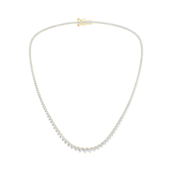 A full view of the 14K yellow gold diamond tennis necklace (Daily Centerpoint), showcasing the graduating chain.