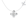 Front view of a yellow gold floral diamond necklace featuring a marquise-cut diamond flower pendant with matching diamond accents along a delicate white gold chain.