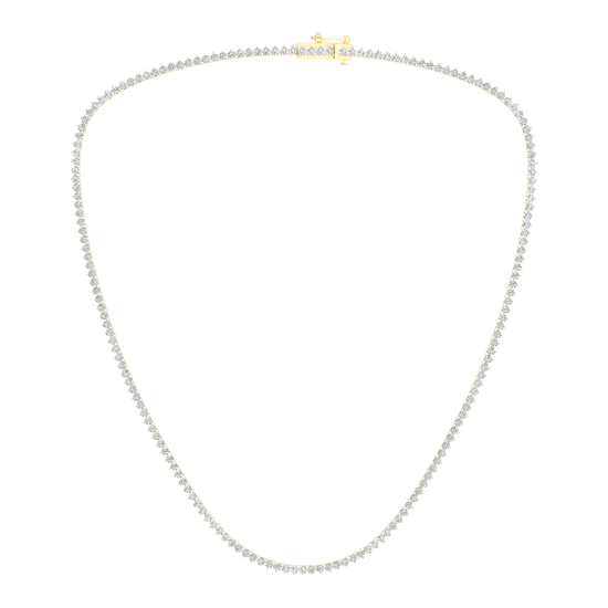 Zoomed out front view of the yellow gold Mirrorball  Diamond necklace featuring continuous diamond brilliance with a refined, elegant silhouette.