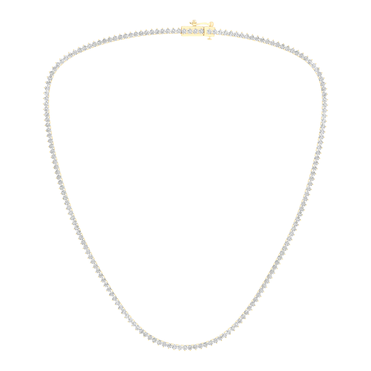 Zoomed out front view of the yellow gold Mirrorball  Diamond necklace featuring continuous diamond brilliance with a refined, elegant silhouette.
