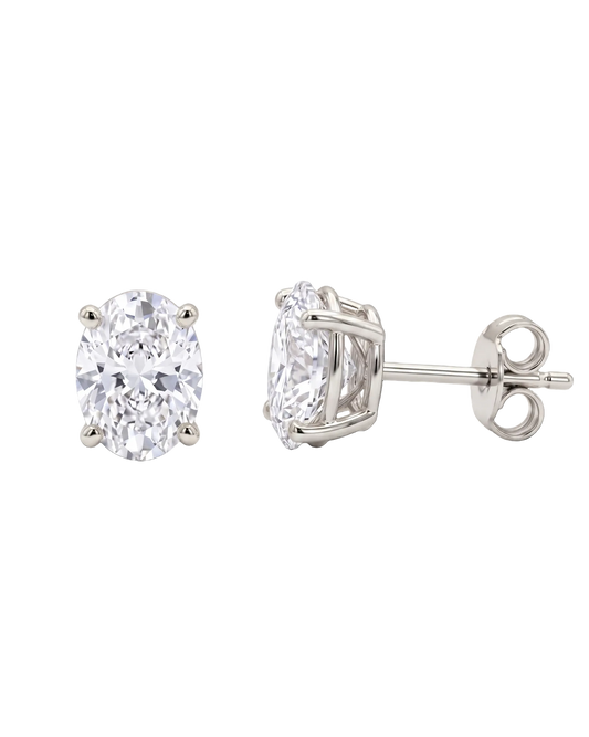 Oval Diamond Stud Earrings