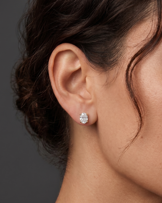 Oval Diamond Stud Earrings