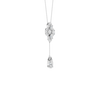 Side view of a yellow gold floral diamond necklace featuring a pear-cut diamond flower pendant with matching diamond accents along a delicate white gold chain.