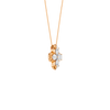 Angled view of a rose gold floral diamond necklace highlighting the dimensional flower motif, marquise-cut diamond sparkle, and polished metal finish.