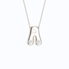 Amorati Diamond Bubble Pop Monogram A Initial Necklace in 14K rose gold. The pendant necklace featuring the letter 'A' with two small lab grown diamonds, suspended from a delicate rose gold chain against a solid white background.