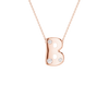 A rose gold letter 'B' pendant necklace with three small clear gemstones, suspended from a delicate rose gold chain against a solid white background.