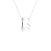 A silver initial necklace featuring the letter 'B' adorned with three small clear gemstones, suspended from a delicate silver ball chain against a solid white background.