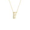 A product shot of a yellow gold necklace featuring a fine cable chain attached to the top curves of a smooth, bubble-font letter 'H' pendant. The polished gold 'H' is embellished with four sparkling, flush-set round diamonds: one on the middle left stem, one on the upper right stem, and one positioned at the bottom of each vertical stem.