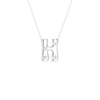 A silver initial pendant necklace featuring the letter 'H' adorned with small clear cubic zirconia stones, suspended from a delicate silver ball chain against a solid white background.