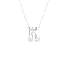 A silver letter 'N' pendant necklace with three clear round-cut gemstones, suspended from a delicate silver chain against a solid white background.