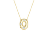 A product shot of a yellow gold necklace featuring a fine cable chain attached to the top edge of a smooth, bubble-font letter 'O' pendant. The polished gold 'O' is embellished with three sparkling, flush-set round diamonds placed around its circular shape: one on the top right, one on the middle left, and a slightly larger one positioned at the bottom curve.