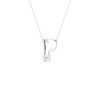 A silver initial pendant necklace featuring the letter 'P' adorned with three small clear gemstones, suspended from a delicate silver ball chain against a solid white background.