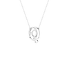 A silver initial necklace featuring the letter 'Q' adorned with small clear stones, suspended from a delicate silver ball chain against a solid white background.