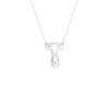 A silver initial pendant necklace featuring the letter 'T' adorned with three small clear gemstones, suspended from a delicate silver ball chain against a solid white background.