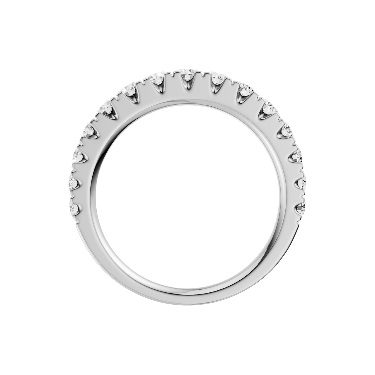 A brilliant 14k white gold 2/3 eternity ring showcasing a shimmering row of premium round-cut lab-grown diamonds.