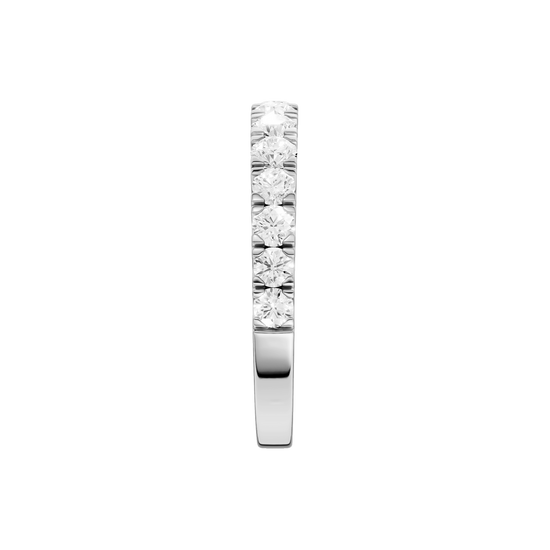 A brilliant 14k white gold 2/3 eternity ring showcasing a shimmering row of premium round-cut lab-grown diamonds.