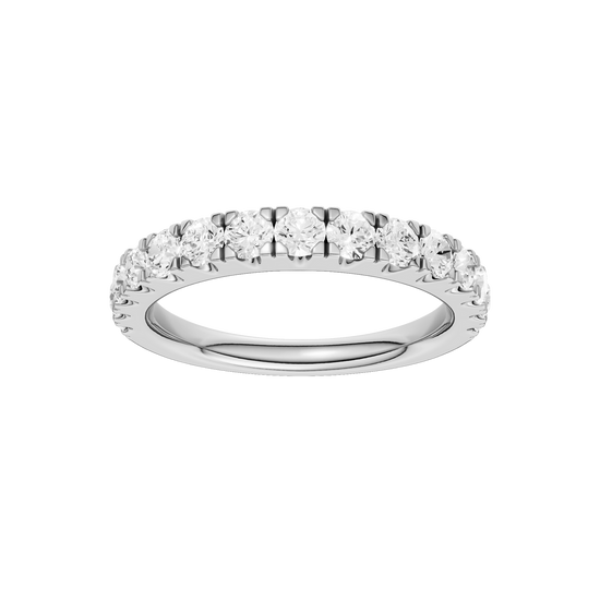 A brilliant 14k white gold 2/3 eternity ring showcasing a shimmering row of premium round-cut lab-grown diamonds.