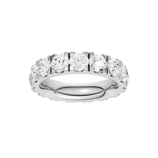 A breathtaking 14k white gold full eternity ring showcasing 4.0 carats of premium round-cut lab-grown diamonds for a seamless ribbon of light.