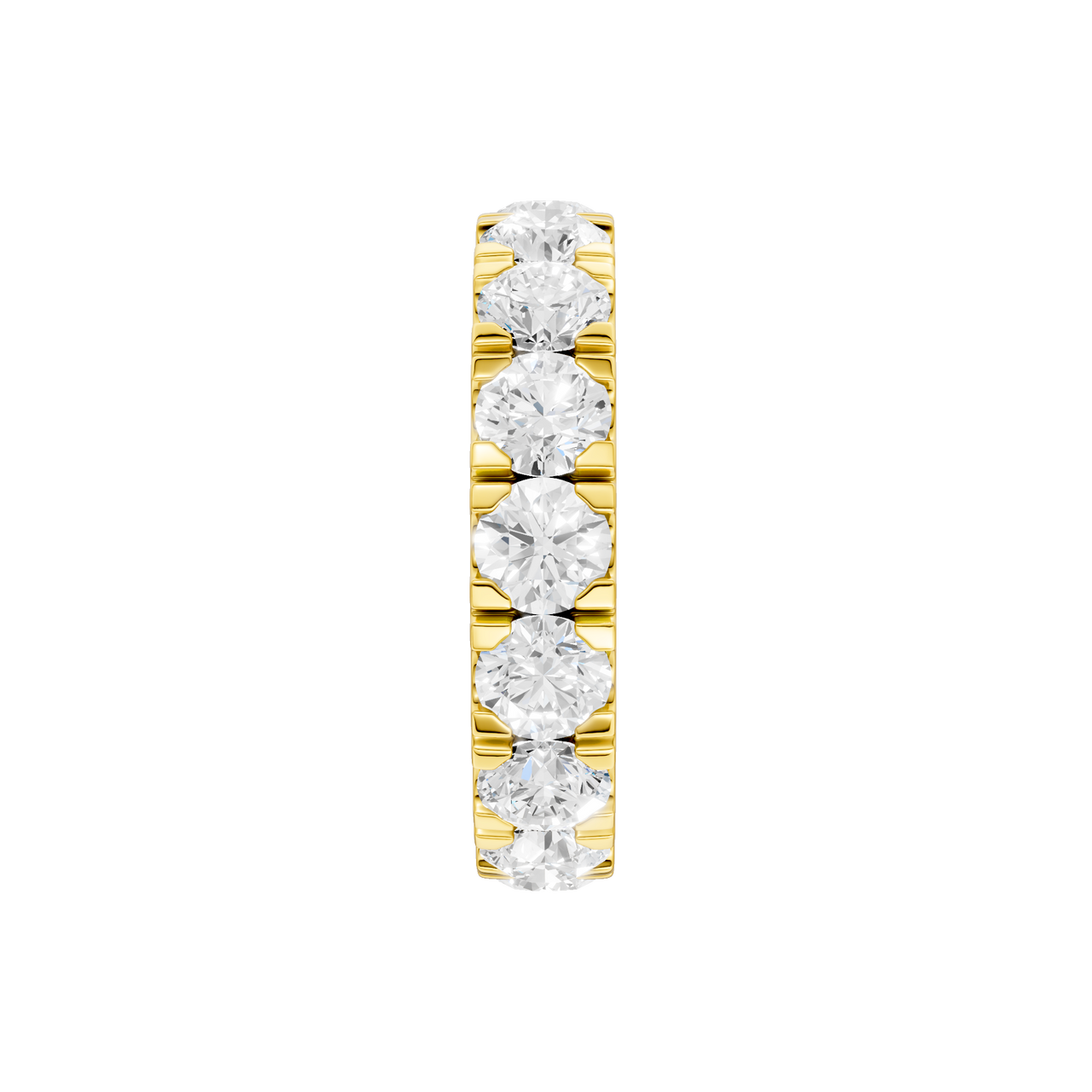 A magnificent 14k yellow gold eternity band featuring a continuous circle of 4.0 total carats of brilliant round-cut lab-grown diamonds