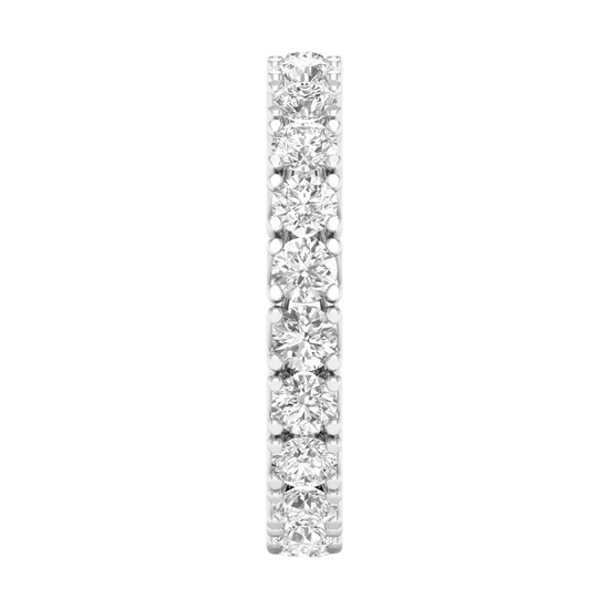 A brilliant 14k white gold eternity ring showcasing a continuous circle of premium round-cut diamonds in a modern twist-prong setting.