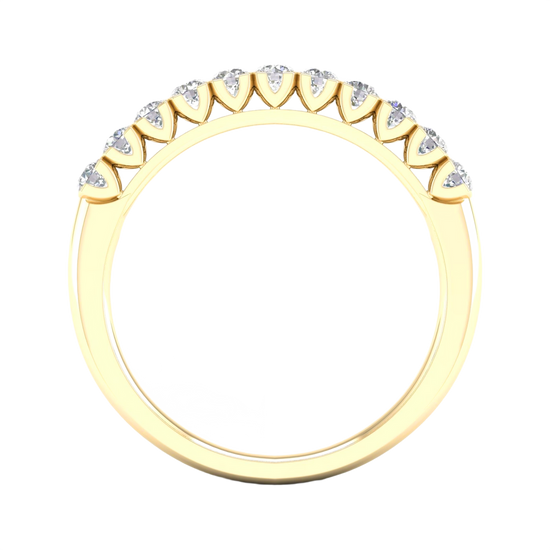 A delicate 14k yellow gold wedding band featuring 0.33 total carats of round-cut lab-grown diamonds in a classic half eternity setting.