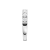 A side-profile view of a 14K white gold ring, showing the elevated setting of the diamonds.
