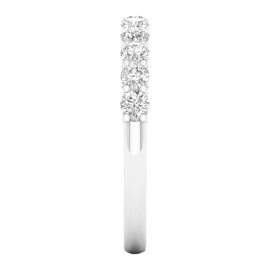 A brilliant 14k white gold half eternity ring showcasing a shimmering row of premium round-cut lab-grown diamonds.