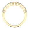 A sophisticated 14k yellow gold wedding band featuring 0.75 total carats of round-cut lab-grown diamonds in a classic half eternity setting.