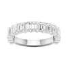A luxurious 14k white gold anniversary band showcasing a continuous row of premium 3.0cttw emerald-cut diamonds for a sophisticated, icy glow.