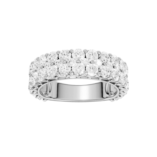 A breathtaking 14k yellow gold full eternity band featuring two rows of shimmering round-cut lab-grown diamonds totaling 3.0 carats.