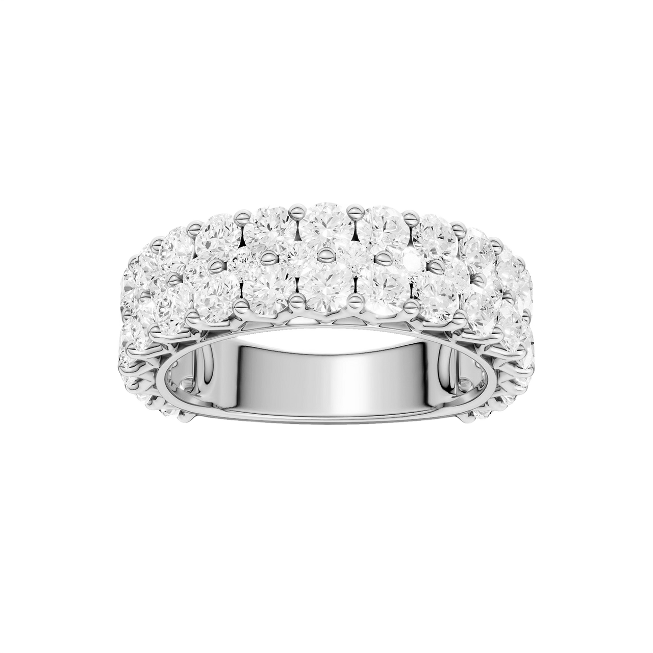A breathtaking 14k yellow gold full eternity band featuring two rows of shimmering round-cut lab-grown diamonds totaling 3.0 carats.
