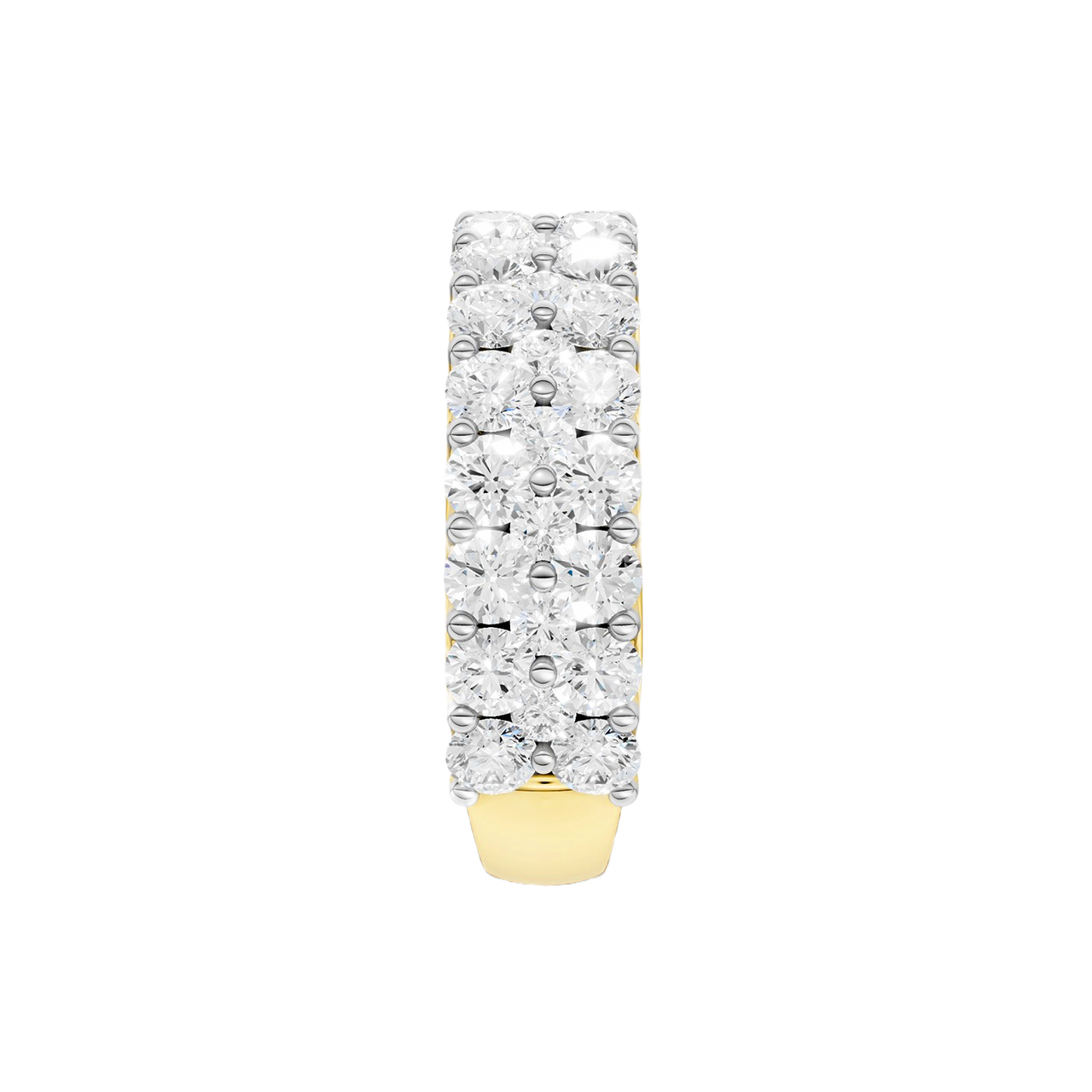 A breathtaking 14k yellow gold full eternity band featuring two rows of shimmering round-cut lab-grown diamonds totaling 3.0 carats.