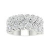 A top-down view of a 14K white gold wide, domed ring with a continuous pavé diamond design.